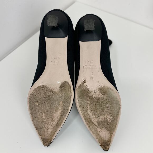 Miu Miu Kitten Heel Sock Boots Shoes Black Logo Pointed Toe EU 37.5 US 7.5 - Picture 11 of 14